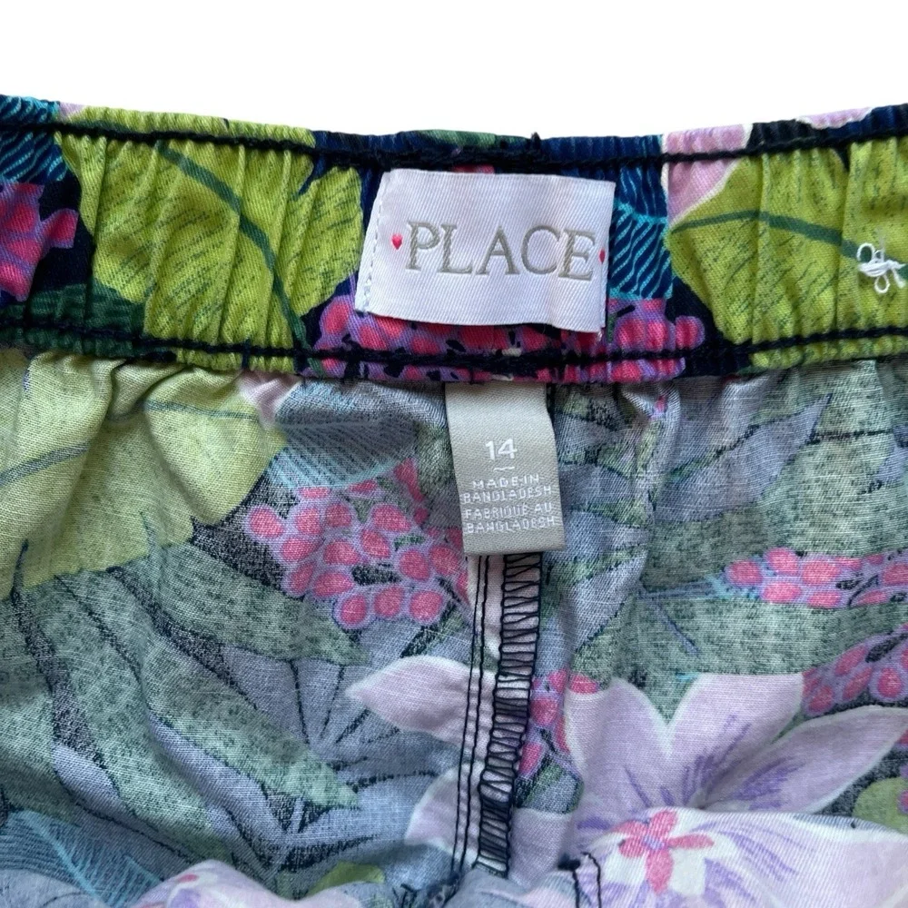 The Children's Place Girls Size 14 Shorts Floral Tropical 100% Cotton Pockets